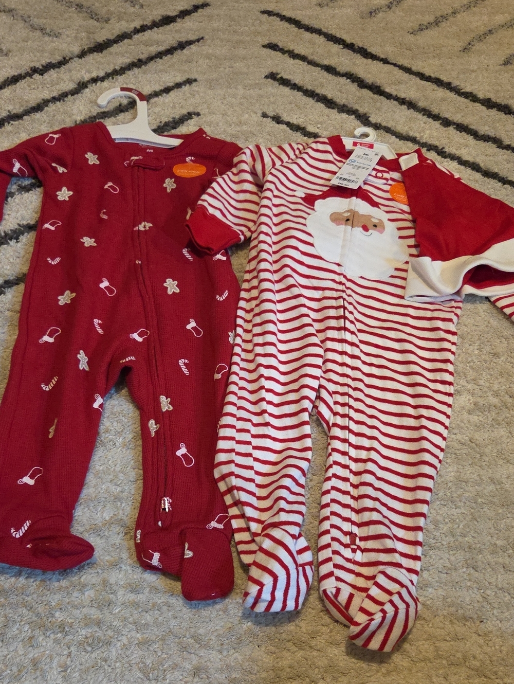 Carter's Red and White Holiday Footed One-Piece Sleepers - 2 Pack